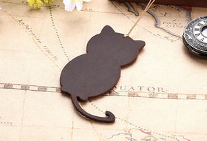 Marque page chat en cuir cafe